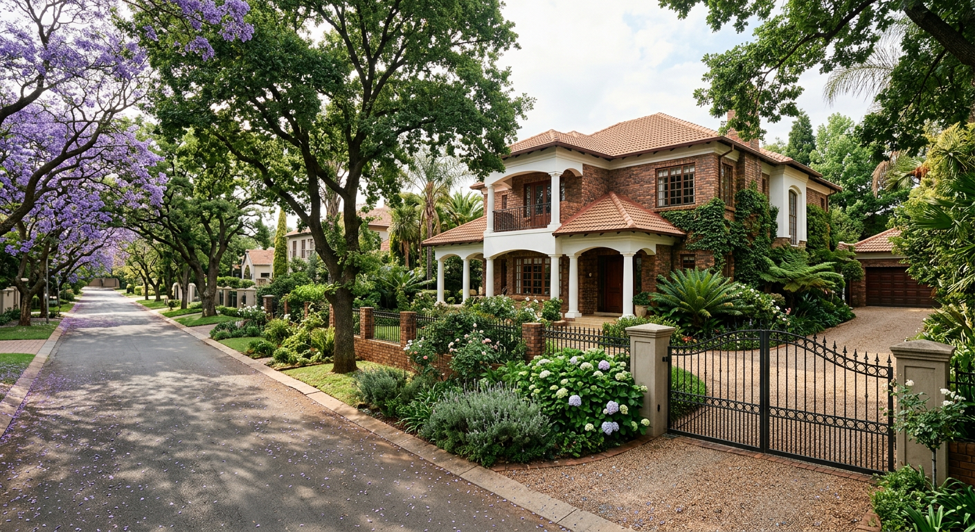 An elegant family home on a leafy, jacaranda-lined street
